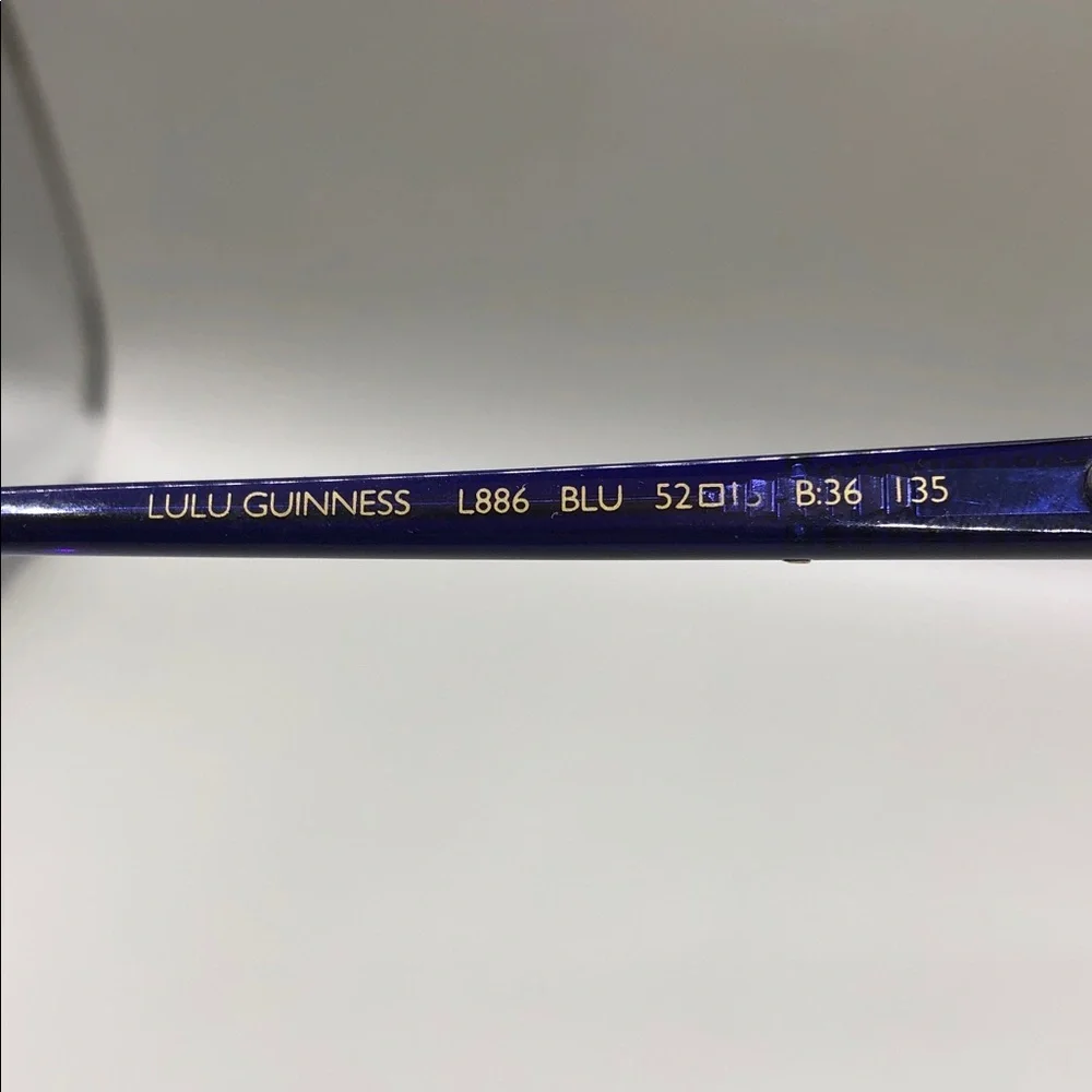 Lulu Guinness L886 Glasses FRAMES Indigo Blue w Crystals 52-15-135 Cat Eye
